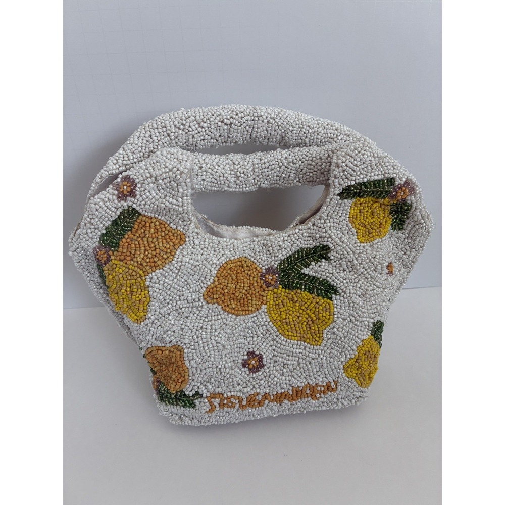 STEVE MADEN~ Beaded Embellished Lemons Yellow Boho Style Shoulder Bag. NWOT